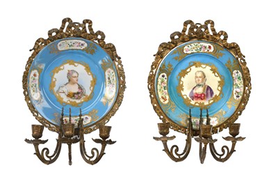 Lot 294 - A Pair of Gilt-Metal-Mounted Sèvres-Style...