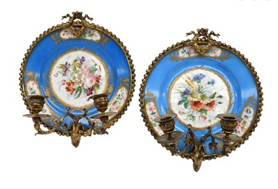 Lot 309 - A Pair of Gilt-Metal-Mounted Sèvres-Style...