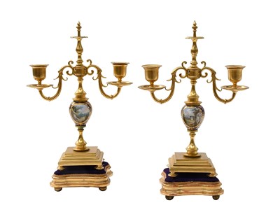 Lot 274 - A Pair of Gilt-Metal-Mounted Sèvres-Style...