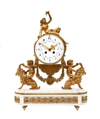 Lot 248 - A French Bronze Ormolu White Marble Striking...