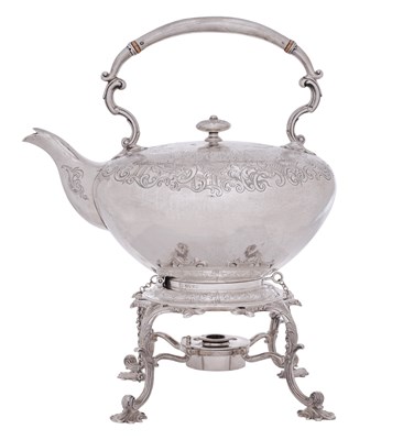 Lot 797 - A Victorian Silver Kettle and Stand With an Associated Lamp