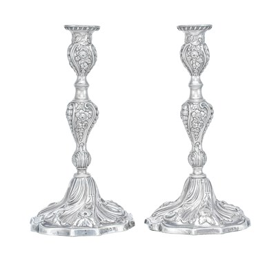 Lot 1068 - A Pair of George III Silver Candlesticks