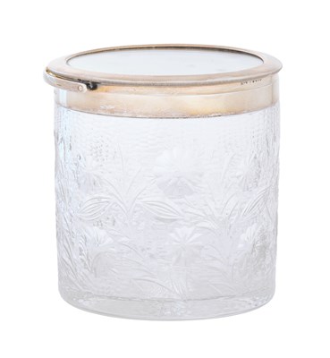 Lot 202 - An Edward VII Silver-Mounted Engraved and Cut-Glass Dressing-Table Jar