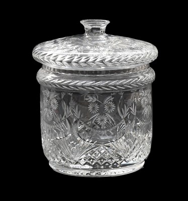 Lot 262 - A Cut and Engraved Glass Jar and Cover, 20th...