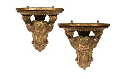 Lot 116 - A Pair of Giltwood and Gesso Wall Brackets,...