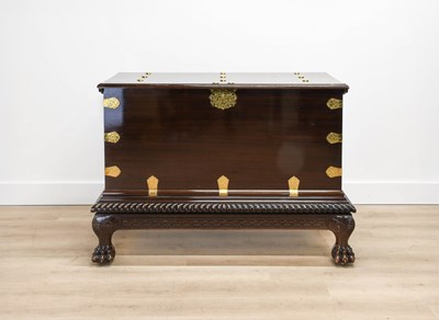 Lot 114 - A Mahogany and Brass-Bound Chest on Stand,...