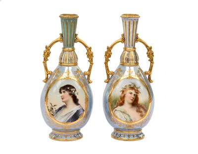 Lot 117 - A Pair of Vienna-Style Twin-Handled Bottle...