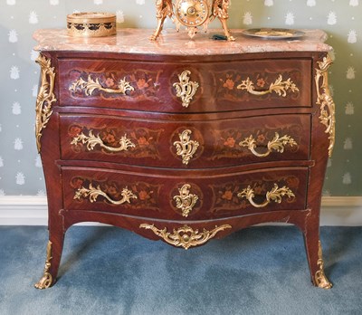 Lot 104 - A Louis XV-Style Rosewood, Marquetry-Inlaid...