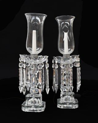 Lot 227 - A Pair of Victorian-Style Cut-Glass Lustre...