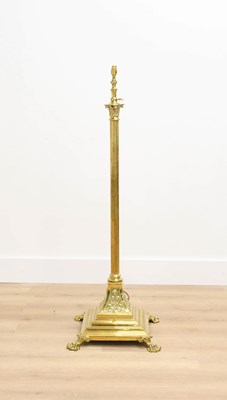 Lot 161 - An Arts & Crafts Brass Standard Lamp, late...