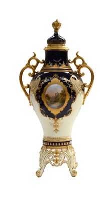 Lot 163 - A Coalport Porcelain Vase and Cover, late 19th...