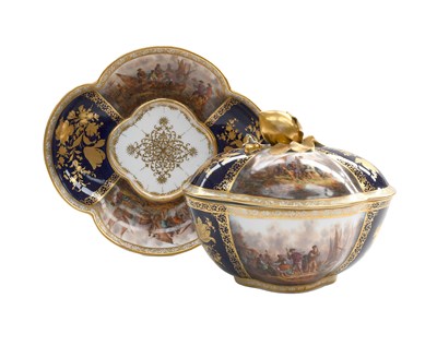 Lot 162 - A Dresden Porcelain Tureen, Cover and Stand,...