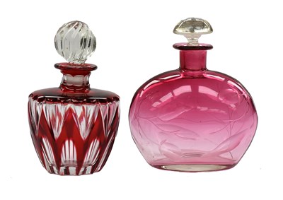 Lot 190 - A Moser Cranberry-Flash Glass Scent Bottle and...