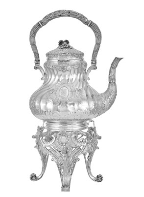 Lot 808 - A French Silver Kettle, Stand and Lamp