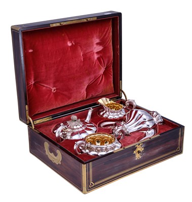 Lot 990 - A Cased Four-Piece French Silver Tea and Coffee-Service