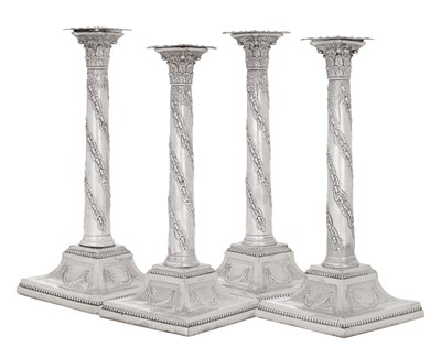 Lot 843 - A Set of Four George V Silver Table-Candlesticks