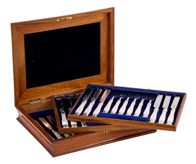 Lot 1015 - A Cased Set of Eighteen Victorian Silver and Mother-of-Pearl Fruit-Eaters