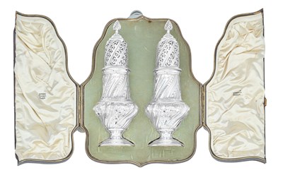 Lot 1020 - A Cased Pair of Victorian Silver Casters