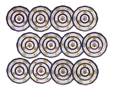 Lot 493 - A Set of Twelve Sèvres Style Porcelain Plates,...
