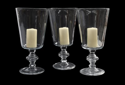 Lot 650 - A Set of Three Cleybergh Belgium Glass Storm...