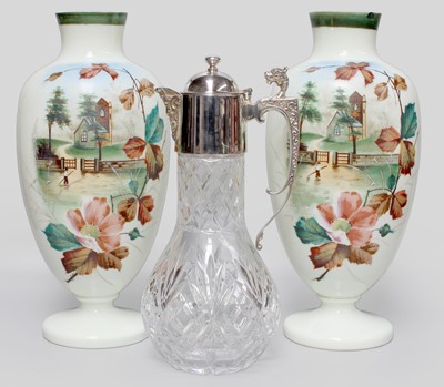 Lot 370 - A Pair of Victorian Opaque Glass Vases,...