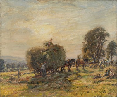 Lot 1019 - Herbert Royle (1870-1958) "Carting Hay,...