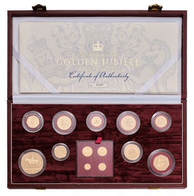 Lot 358 - UK, Golden Jubilee Gold Proof Set 2002, 13...