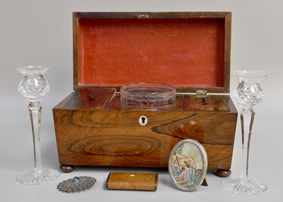 Lot 9 - A Regency Rosewood Tea Caddy, of Sarcophagus...