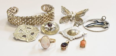 Lot 247 - A Cameo Ring, stamped '14K', finger size T; A...