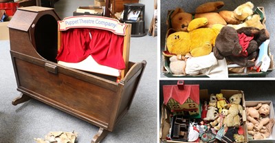 Lot 74 - A 19th Century Oak Dolls Cradle, together with...