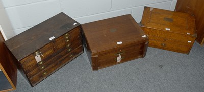 Lot 90 - Two Oak Canteens (vacant) and a small six...