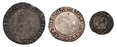 Lot 12 - 3x Elizabeth I Coins, comprising; shilling,...