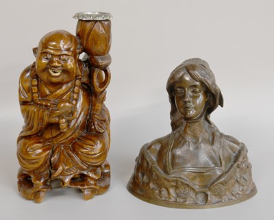 Lot 303 - An Art Nouveau Style Bronze Bust of a Lady,...