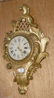 Lot 96 - A Giltwood Striking Cartel Wall Clock, 20th...