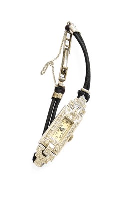 Lot 163 - An Art Deco Lady's Diamond Set Wristwatch,...