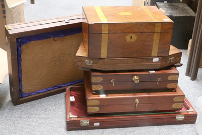 Lot 69 - A Victorian Walnut Writing Box, a cutlery box,...