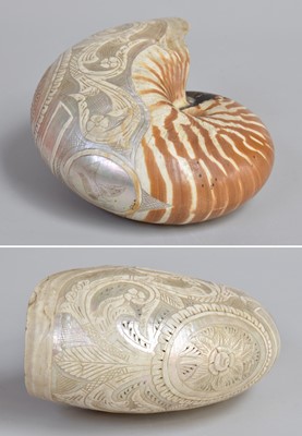 Lot 17 - A Nautilus Shell With Foliate Carving, 19th...