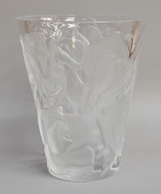 Lot 3 - A Moderm Lalique Vase, Ispahan Rose pattern,...