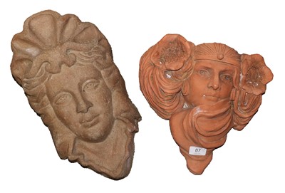 Lot 87 - An Art Noveau Style Terracotta Wall Mask, in...