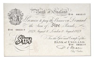 Lot 300 - Bank of England, Five Pounds, London, 8th...