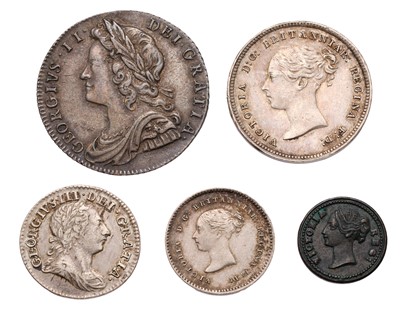 Lot 25 - George II, Sixpence 1728, roses and plums in...
