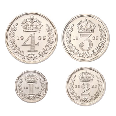 Lot 225 - Elizabeth II, Maundy Set 1985, 4 coins...