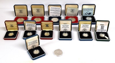 Lot 260 - 13x Silver Proof Commemorative Coins, 12 of...