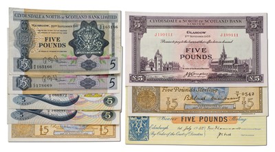 Lot 315 - 8x Scotland, Five Pound Notes, to include;...