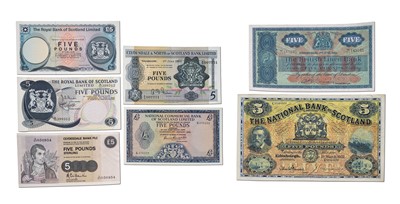 Lot 316 - 7x Scotland, Five Pound Notes, comprising; The...