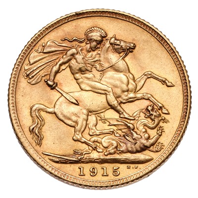 Lot 146 - George V, Sovereign 1915; about extremely fine...