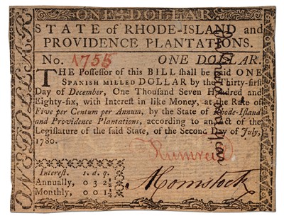 Lot 331 - USA, Rhode Island, One Dollar, dated 2nd July...