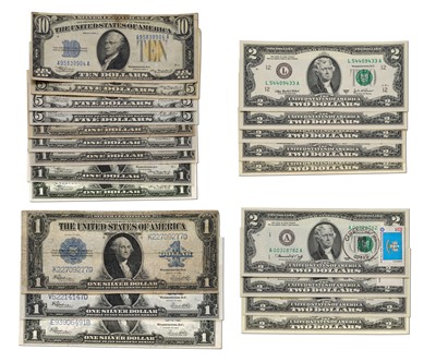 Lot 338 - A Collection of USA Silver Certificates and...