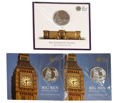 Lot 262 - 3x UK Fine Silver £100 coins, comprising; (2x)...