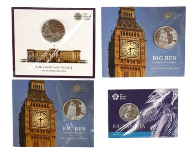 Lot 255 - 3x UK Fine Silver £100 coins, comprising; (2x)...